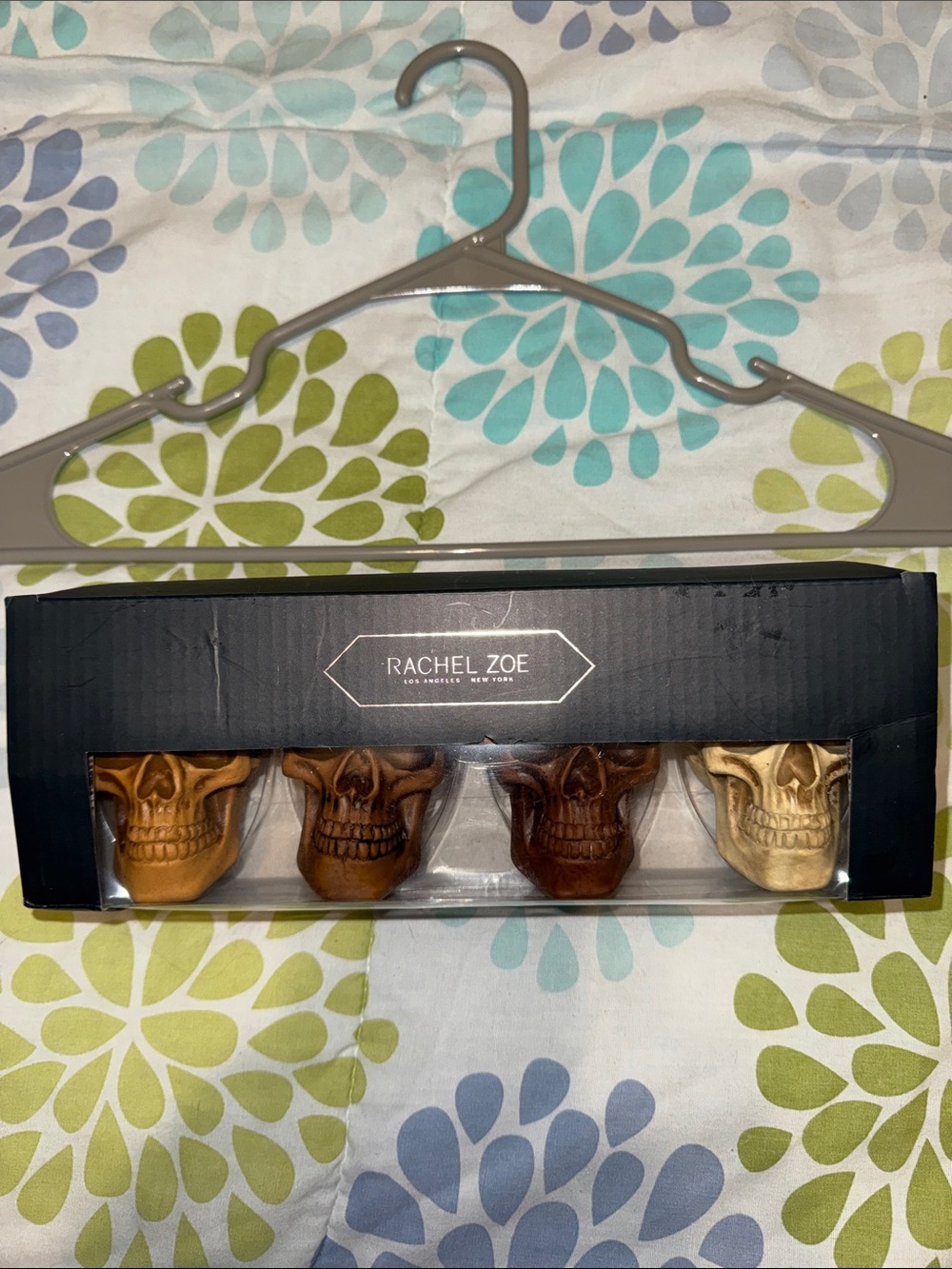 Rachel Zoe Wooden Skull Wall Hook Set - Brown, Tan, Cream